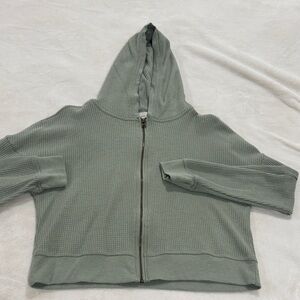 Green Hooded Zip-Up Sweater Size Medium